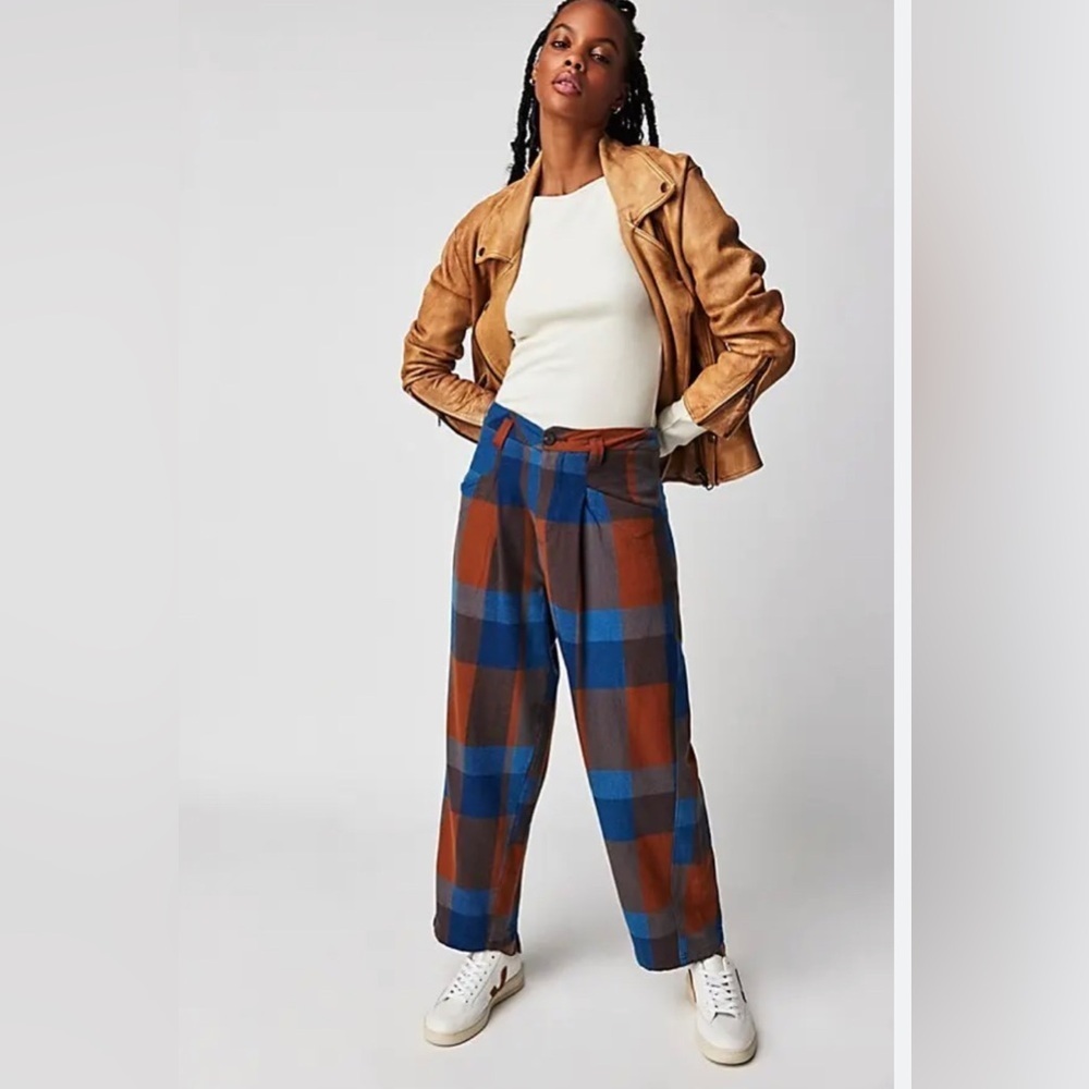 NEW FREE PEOPLE Cass Slouch Trousers - Indigo Combo